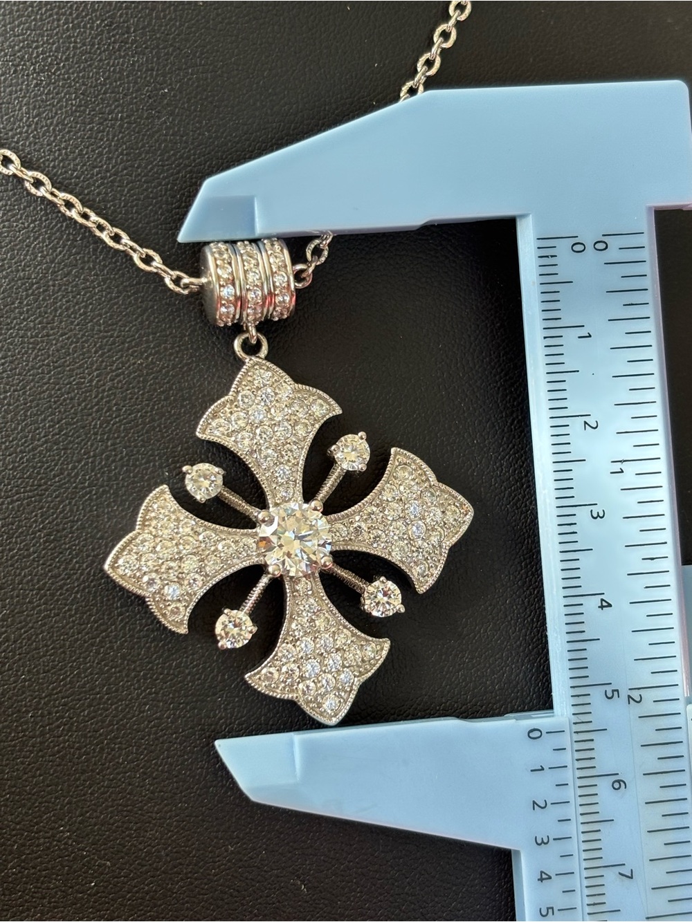 .925 Sterling Silver Cross Crucifix Fleur de Lis Necklace Fine Jewelry by ESPO - Picture 5 of 7